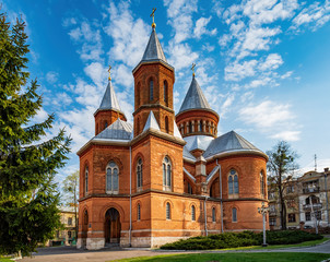 Fototapeta na wymiar Armenian Church of the Holy Apostles Peter and Paul in Chernivtsi city, Ukraine