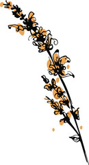 lavender branch, botanical flowers, vector graphic, nature.