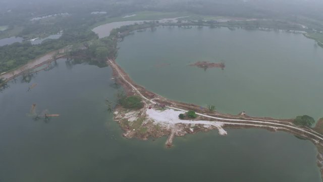 Aerial view of abandoned tin mine lakes in Kampar, Perak, Malaysia
