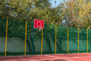 Basketball basket on a basketball court