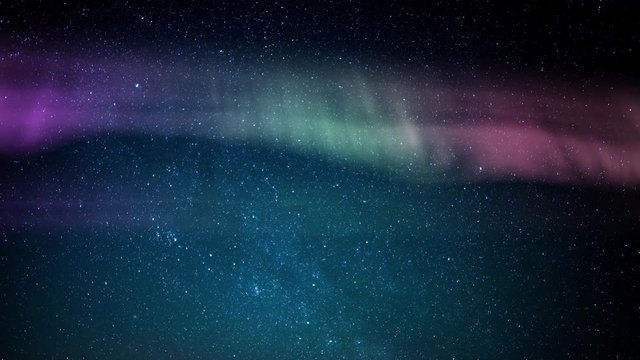 Aurora Borealis Over North Star and Milky Way Galaxy Time Lapse Simulated Northern Lights