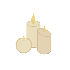A composition of three candles. Vector candles. Romantic composition. Decor element. Suitable for any kind of decor.