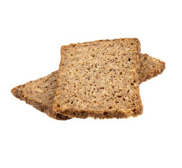dark rye bread isolated on white background