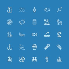 Editable 25 fishing icons for web and mobile
