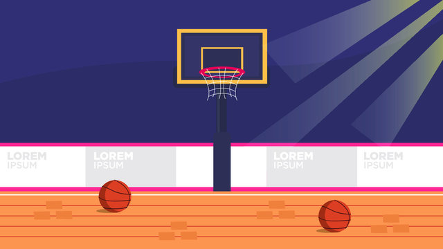 Vector illustration of a beautiful interior basketball courtyard with Plain color background. Flat Vector Illustration. Flat Design Background. Web vector illustration. Vector Background.