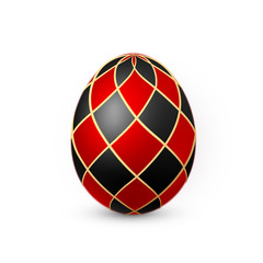 Color Easter egg on white background. Red and white egg paint by beeswax. Vector illustration