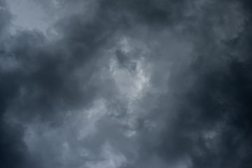 Obraz premium Dark black clouds in the sky, Stormy rain clouds background.