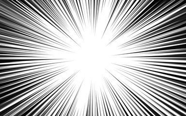 Naklejka premium Comic book background. Black and white radial lines speed frame. Element of speed or superhero. Vector illustration