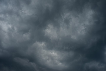 Fototapeta premium Dark black clouds in the sky, Stormy rain clouds background.