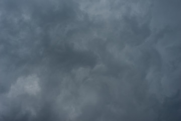 Dark black clouds in the sky, Stormy rain clouds background.