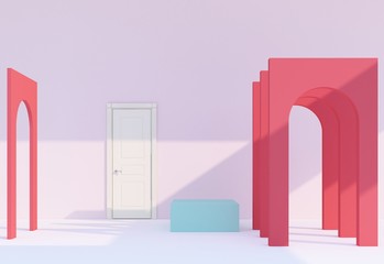 Abstract Red tunnel interior 3d