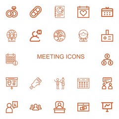 Editable 22 meeting icons for web and mobile
