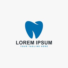 Dental clinic logo design. Dental care sign symbol. Blue tooth icon vector. 