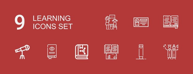 Editable 9 learning icons for web and mobile