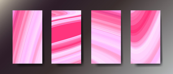 Set of four pink abstract vertical background with graphic elements. 