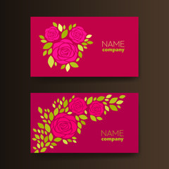 Set of two horizontal card templates with flowers and place for text. 