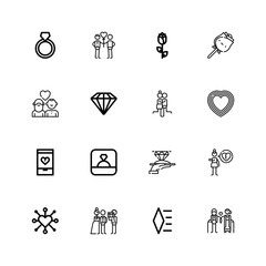 Editable 16 romance icons for web and mobile