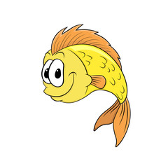 Cartoon smiling goldfish. emoji .vector. stock illustration. isolated on white background