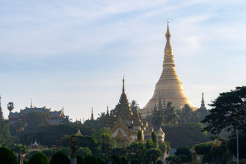 Naklejka premium View of Shwedagon Paya from nearby park