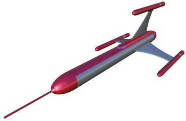 Retro Rocketship Science Fiction 3-d-Illustration (White Background)