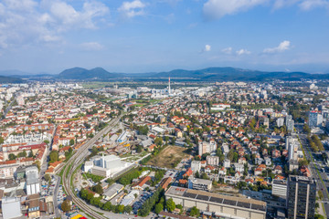 Aerial view of the cityscapes in Ljubljana, Slovenia
