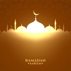 glowing shiny mosque ramadan kareem background design