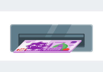 Withdraw Egyptian Pound Money from ATM Machine vector illustration flat design. Translation: JM. Egypt Currency. Payment and finance element. Can be used for web, mobile, infographic & print.