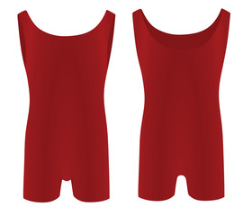 Red short unitard. vector illustration