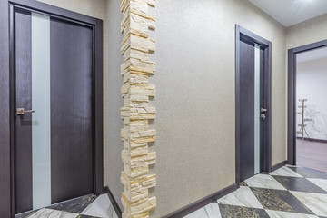 Residential building apartment doors entrance with door bell