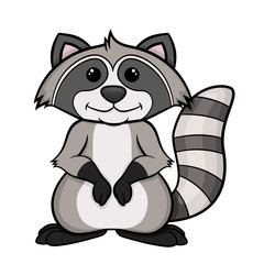 Cute smiling cartoon raccoon .vector isolated on white background. stock illustration