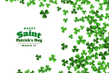 happy saint patricks day green clover leaves background