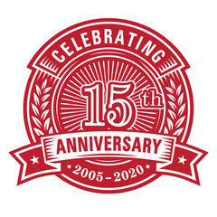 15 years of celebrations design template. 15th anniversary logo. Vector and illustrations.