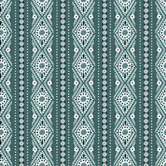Seamless pattern with ethnic ornamental mint and green stripes