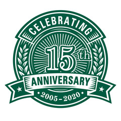 15 years of celebrations design template. 15th anniversary logo. Vector and illustrations.