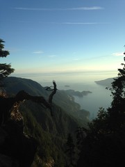 Sea to Sky view of islands from mountain range near the ocean pacific north west Vancouver Canada British columbia 