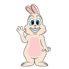 cute smiling cartoon white rabbit waving paw. Suitable for congratulations on Valentine's Day. isolated on white background stock illustration