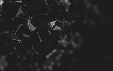 Abstract background. Molecules technology with polygonal shapes, connecting dots and lines. Connection structure. Big data visualization.