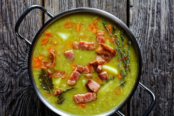 German one pot pea soup erbseneintopf with bacon