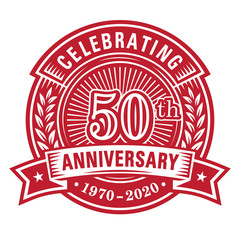 50 years of celebrations design template. 50th anniversary logo. Vector and illustrations.