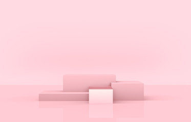 Beauty fashion luxury podium backdrop for product display. 3d pink background.