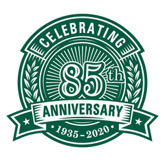 85 years of celebrations design template. 85th anniversary logo. Vector and illustrations.
