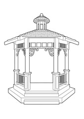 Drawing of a nice little bandstand - obrazy, fototapety, plakaty
