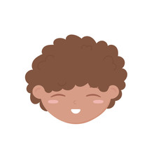 cute little boy face cartoon icon white background