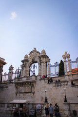 Obraz premium Budapest, Hungary - October 06, 2014: view to the stairs in front of Fisherman's Bastion