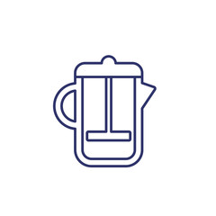 french press icon on white, line