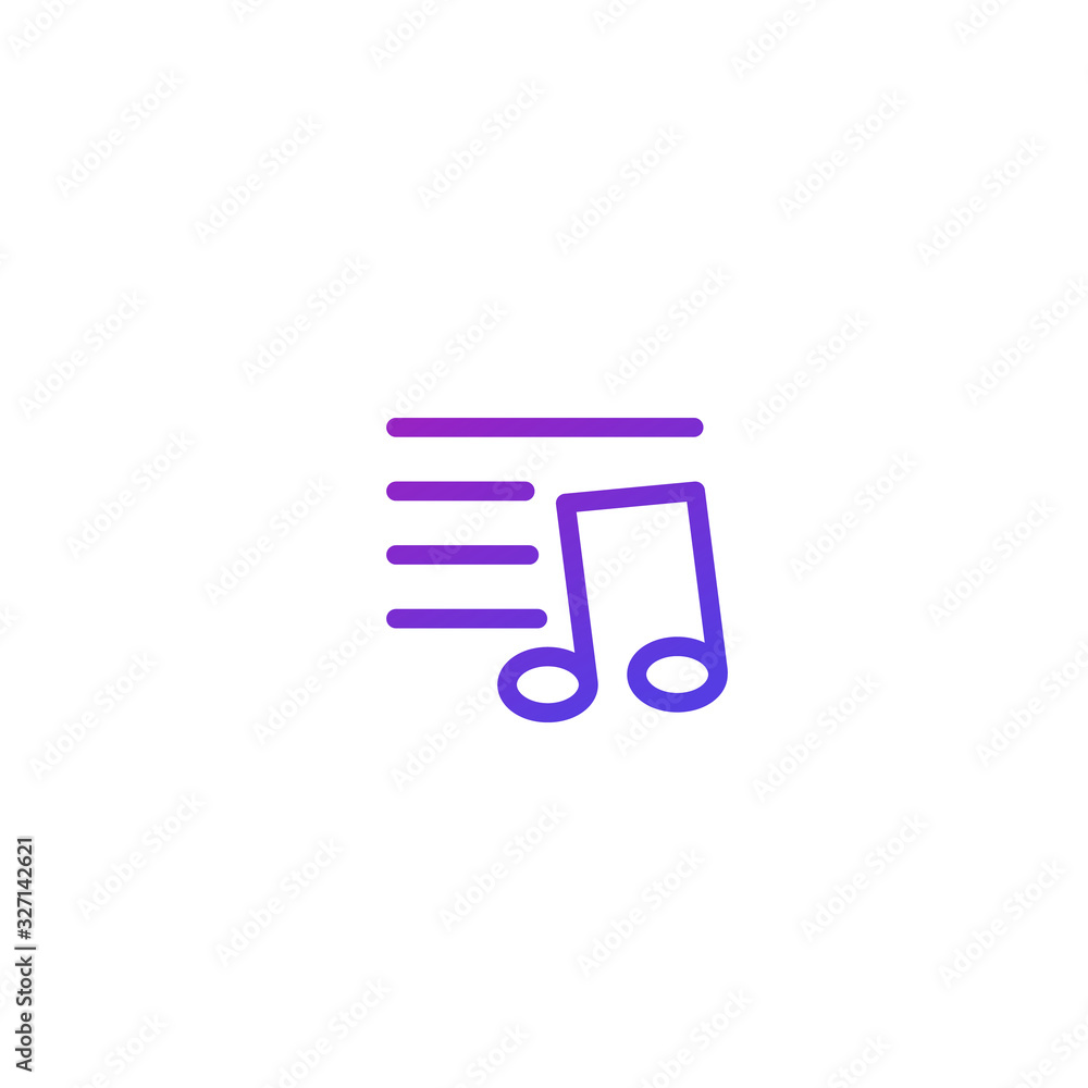 Wall mural playlist icon on white, line