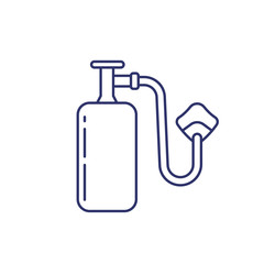 oxygen tank with mask, line icon