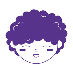 cute little boy face cartoon icon white background line style