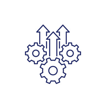 Operational excellence, production growth line icon