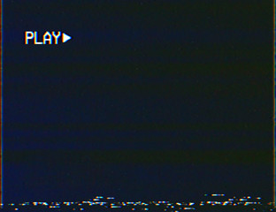 Blank vhs screen with play symbol background